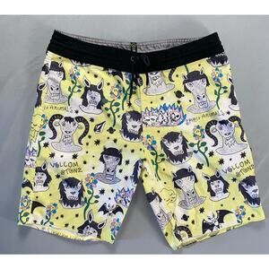 Volcom Stoneys Lightweight Quick Dry Board Shorts. Yellow, Spirit Animals. 33.